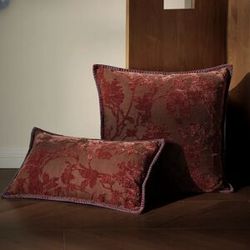 NONE Chinese Flora Pillows Luxury Red Orange Cushion Case Modern Velvet Square Decorative Pillow Cover For Sofa Chair Home Decoration