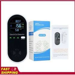 NONE 4 in 1 CO Monitor Alarm with LCD Display Carbon Monoxide & Natural Gas Combination Detector Plug in Wall Detectors CO & Natural