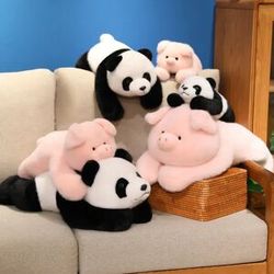 NONE High Quality Weighted Soft Lying Pink Pig Panda Stuffed Cartoon Animals Baby Appease Toy Doll Toy For Children