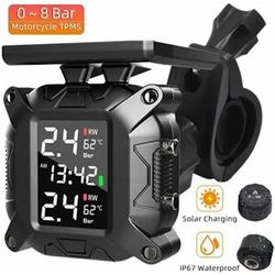 NONE Solar Charging TPMS Motorcycle Tire Pressure Sensors Motorbike Tire Pressure Monitoring System Tyre Temperature Alarm System