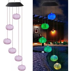 DailySale Sea Urchin Solar Light Wind Chime - LED Color Changing Decorative Hanging Lights