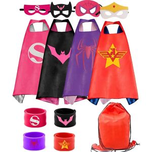 DailySale 4-Piece: Kids Dress Up Superhero Capes Set and Slap Bracelets for Girls