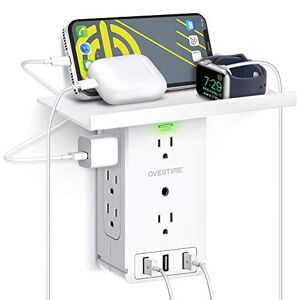 DailySale Universal Wall Charger and Outlet Shelf, 6x Outlet Extender, Surge Protector, 3x USB Port