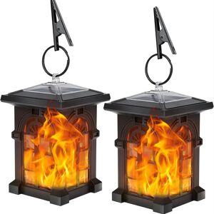 DailySale 2-Pack: IP65 Waterproof Solar Outdoor Lights With Flickering Flame