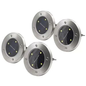 DailySale 4-Piece: Disk Solar Powered Path Lawn Lights