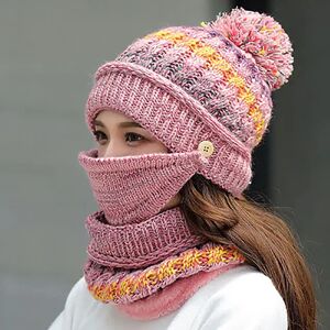 DailySale Women's Knitted Hat Scarf Mask Set