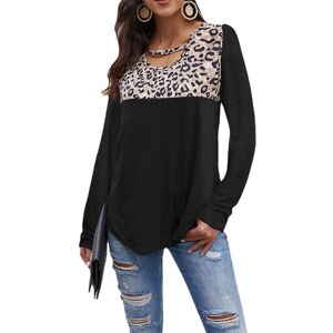 DailySale Womens Loose Tops Long Sleeve Tunic Color Block Casual Shirts