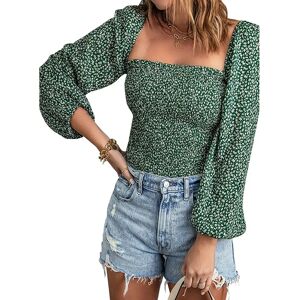 DailySale Women's Puff Long Sleeve Square Neck Tops