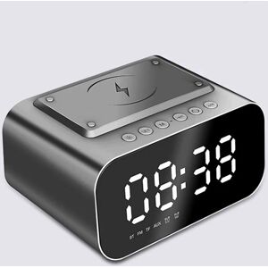 DailySale Wireless Charger Alarm Clock Bluetooth Speaker LED Smart Digital Clock
