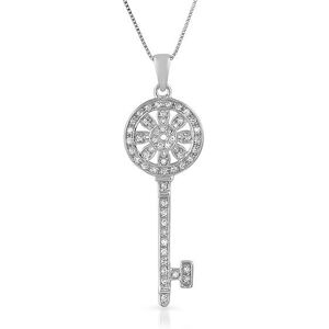 HipHopBling Sunflower Key Micro Pave CZ .925 Silver Pendant