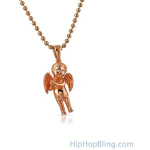 HipHopBling VS Diamond Cherub Angel Rose Gold Silver Pendant