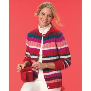 Appleseeds Women's Classic Cabled Wool Striped Cardigan - Multi - PM - Petite