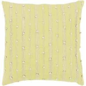 "Cinebar 18"" Square Traditional Cotton Cream/Light Green Throw Pillow - Hauteloom"