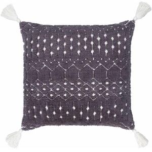 "Pagsanjan 18"" Square Pillow Moroccan Plush Cream/Gray Throw Pillow - Hauteloom"