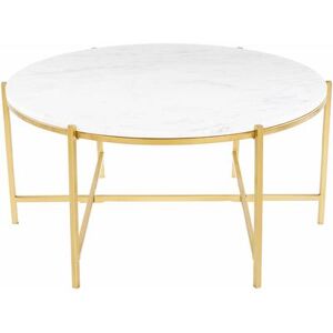 Hauteloom "Bulatukan 18""H x 34""W x 34""D Modern Coffee Table Marble White/Gold Furniture Piece - Hauteloom"
