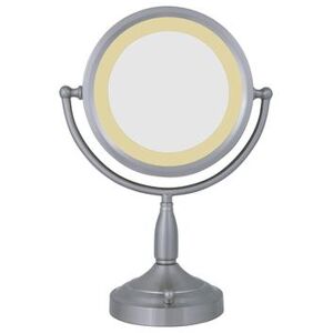 Round Dual-Sided Lighted Vanity Mirror 8X/1X by Zadro Products Inc. in Nickel