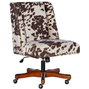 Delgany Office Chair Brown and White Cow Print by Linon Home Décor in Brown