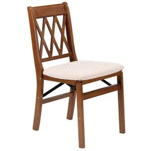 Lattice Back Wood Folding Chairs, Set Of 2 by Stakmore in Fruitwood