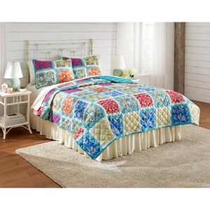 Trina 3-Piece Quilt Set by BrylaneHome in Blue Multi (Size TWIN)