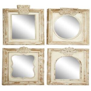 Set Of 4 Brown Wood Vintage Wall Mirror by Quinn Living in Brown