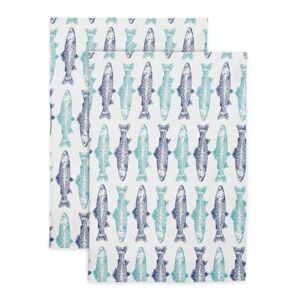 Pet Animal Designer Print Kitchen Dish Towel, Set 2 by Mu Kitchen in Blue Multi
