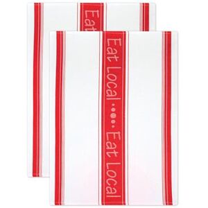 Jacquard Kitchen Dish Towel Collection, Set 2 by Mu Kitchen in Red