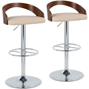 Grotto Adjustable Barstool - Set Of 2 by SEI Furniture in Chrome Walnut Cream