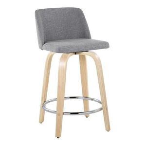 "Toriano 24"" Fixed-Height Counter Stool - Set Of 2 by Lumisource in Natural Grey Chrome"