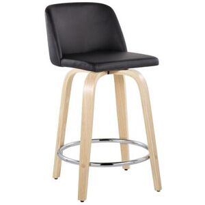 "Toriano 24"" Fixed-Height Counter Stool - Set Of 2 by Lumisource in Natural Black Chrome"