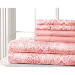 6-PC Paisley Sheet Set by BrylaneHome in Soft Pink (Size KING)
