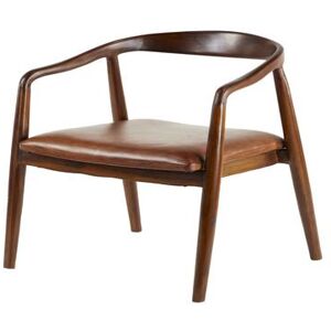 Brown Leather And Teak Contemporary Dining Chair Dining Chair by Quinn Living in Brown