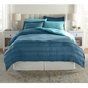 BH Studio Pintucked Duvet Cover and Shams by BrylaneHome in Peacock Turquoise (Size FULL)