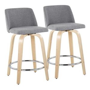 "Toriano 24"" Fixed-Height Counter Stool - Set Of 2 by Lumisource in Natural Grey Chrome"