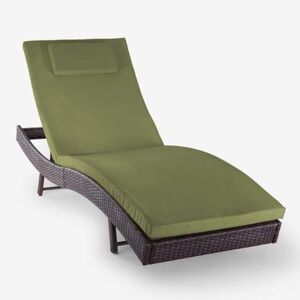 Santiago Chaise Lounge by BrylaneHome in Brown Green Chaise Lounge w/ free chaise cushion