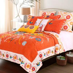 Topanga Quilt Set by Barefoot Bungalow in Orange (Size FL/QUE)