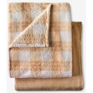 Fleece Blanket + Free Throw by BrylaneHome in Taupe (Size TWIN)