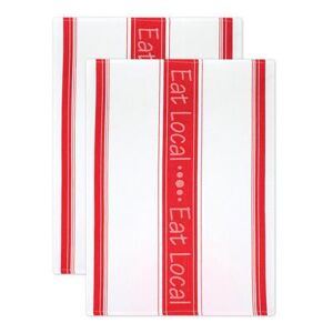 Jacquard Kitchen Dish Towel Collection, Set 2 by Mu Kitchen in Red