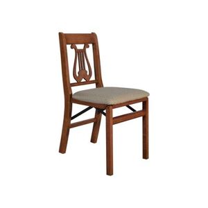 Music Back Wood Folding Chairs, Set Of 2 by Stakmore in Cherry