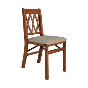 Lattice Back Wood Folding Chairs, Set Of 2 by Stakmore in Cherry