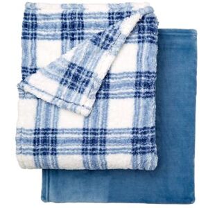 Fleece Blanket + Free Throw by BrylaneHome in Blue (Size KING)