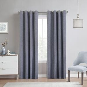 "Wide Width Thermaplus Maya Indoor Single Grommet Curtain Panel by Commonwealth Home Fashions in Blue (Size 52"" W 108""L)"