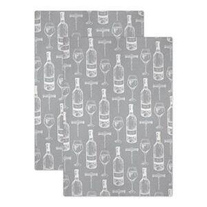 Jacquard Kitchen Dish Towel Collection, Set 2 by Mu Kitchen in Gray