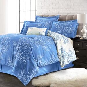 Reversible Foliage Comforter Set by BrylaneHome in Light Blue (Size KING)