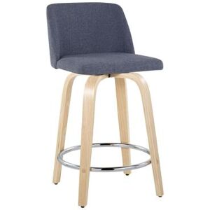 "Toriano 24"" Fixed-Height Counter Stool - Set Of 2 by Lumisource in Natural Blue Chrome"