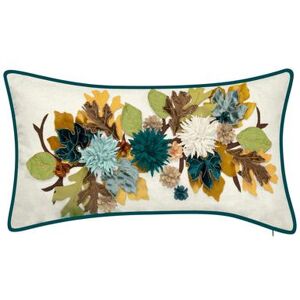 Harvest Dimensional Leaves Lumbar Decorative Pillow by Levinsohn Textiles in Mineral