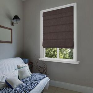"Wide Width Cordless Blackout Fabric Roman Shades by Whole Space Industries in Coffee (Size 30"" W 64"" L)"