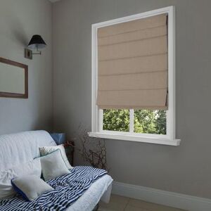 "Wide Width Cordless Blackout Fabric Roman Shades by Whole Space Industries in Linen (Size 33"" W 64"" L)"