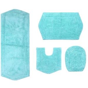 Waterford 4-Pc. Set Bath Rug Collection With Lid Cover by Home Weavers Inc in Turquoise