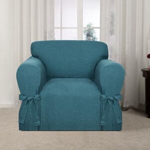 Kathy Ireland Evening Flannel Chair Cover by Kathy Ireland in Teal (Size CHAIR)