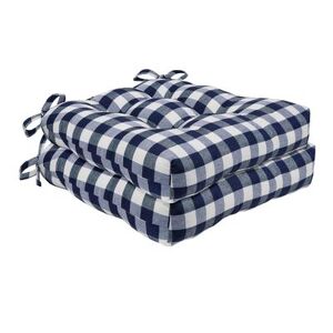 Buffalo Check Tufted Chair Seat Cushions Set of Two by Achim Home Décor in Navy